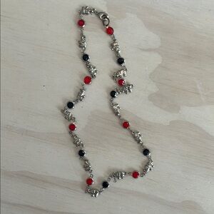 Elegant Silver and Red Necklace